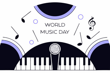 A Vibrant World Music Day Celebration Showcasing Musical Instruments and a Microphone to Represent the Artistry and Creativity of Musicians Worldwide