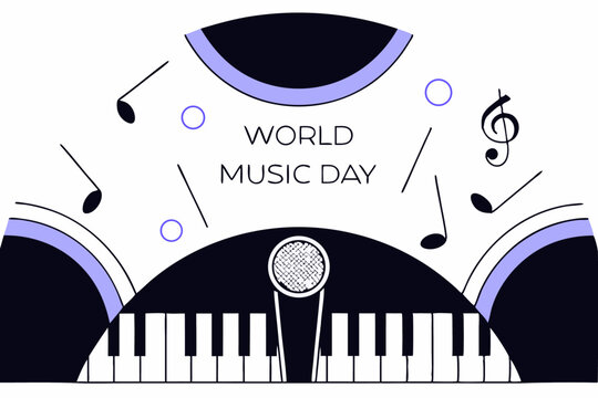 A Vibrant World Music Day Celebration Showcasing Musical Instruments and a Microphone to Represent the Artistry and Creativity of Musicians Worldwide