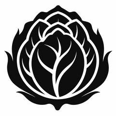 Cabbage Silhouette icon on white background