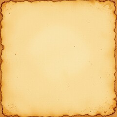 Vintage aged parchment paper with burnt edges and blank space for writing or artwork for historical, antique, or craft projects, suitable for design templates and creative backgrounds