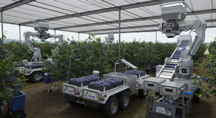 Advanced automated robotic harvesting system in a blueberry greenhouse environment