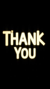 Glowing Thank You message elegantly arranged against a dark background. AI Generated