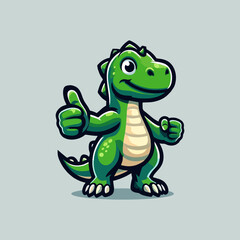 Fototapeta premium Cartoon Dinosaur Mascot Character Illustration in Adorable Vector Design Featuring Cute Fantasy Animal Prehistoric Monster Fun Roar Epic Entertainment Character Drawing Logo for Creative Project