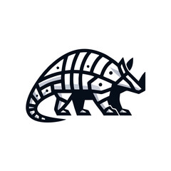 Geometric Armadillo Logo, Stylized Armor Plates, Clean Vector Outlines