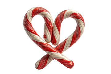PNG Heart-shaped red and white candy canes on black background