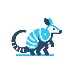 Modern Armadillo Logo, Simplified Body Form, Flat Mascot Design, Vector Illustration