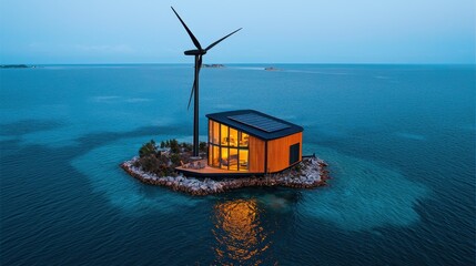 Eco-Friendly Floating Island with Wind and Solar Energy Systems
