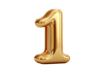 PNG Shiny gold number one digit on white background
