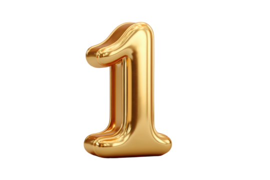 PNG Shiny gold number one digit on white background