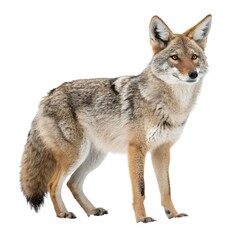 a wildlife photo coyote isolated on white background
