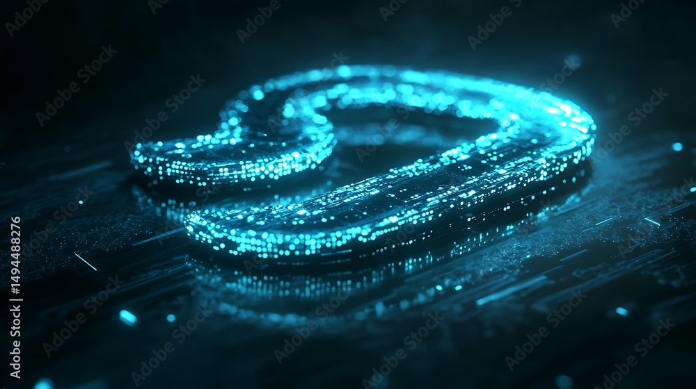 Aufkleber abstract digital waveform with glowing blue particles for futuristic technology data visualization i