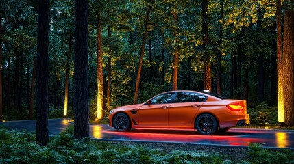 High Resolution Side View of an Autonomous Vehicle in Nature Scene