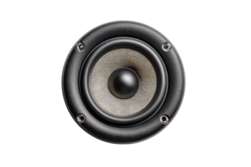 PNG Close-up of round black speaker on black background