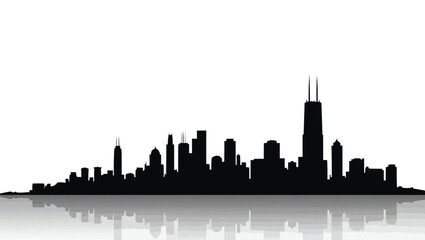 Fototapeta premium black cityscape vector, Chicago architecture clipart