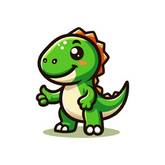 Fototapeta premium Adorable Prehistoric Dinosaur Mascot Cartoon Character Design in Fantasy Vector Illustration with Cute Roar Green Fun Kids Animal Epic Character Drawing Entertainment Logo Art Decoration Template