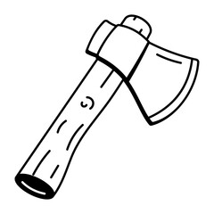 A doodle style icon depicting a sharp wood axe