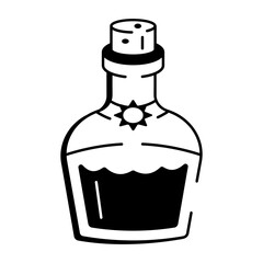 A hand drawn style icon illustrating a rum bottle shape
