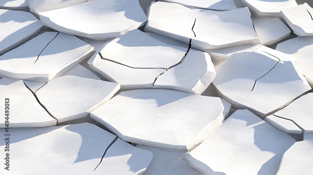 Poster abstract pattern of fractured white shapes.