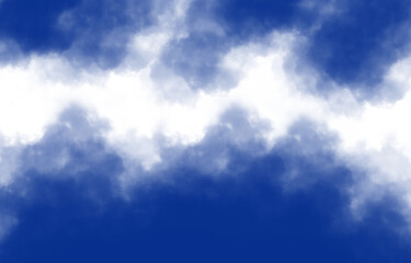 White cloudy stripe across deep blue background with a dramatic fog texture effect, perfect for digital art, sky-inspired designs, abstract backdrops, or creative atmospheric compositions.