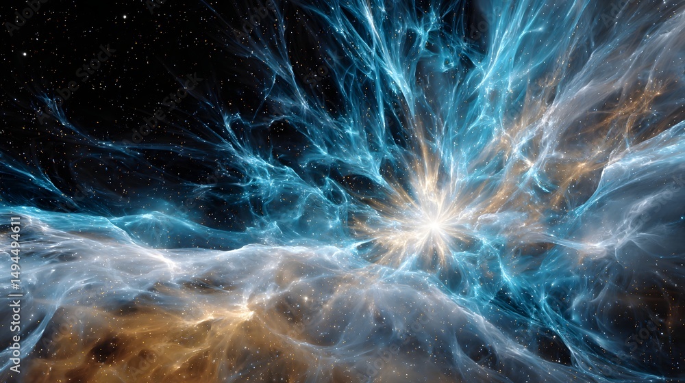 Poster stunning colorful nebula with shimmering star in the background of deep space