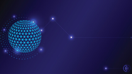Abstract Global Data Network Luminous Blue Sphere with Connecting Points