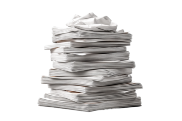 PNG Stack of crumpled and neatly folded papers on a black background