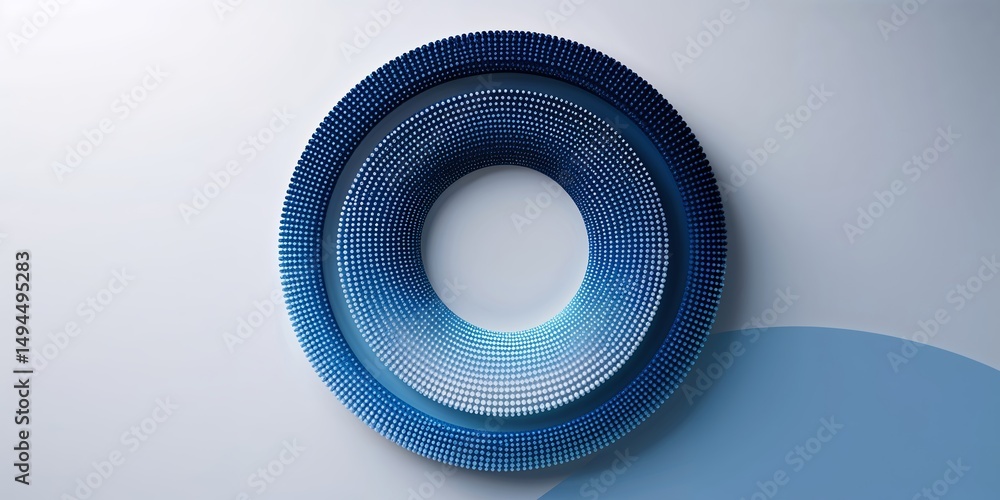 Poster blue circular design with gradient texture and intricate details showcasing modern art concepts and 
