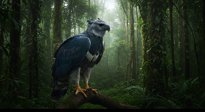 Majestic Harpy Eagle in the Amazon Rainforest - Powered by Adobe