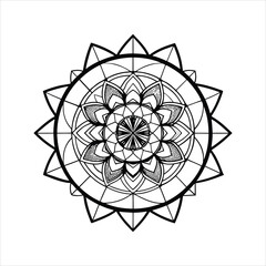 Abstract geometric flower circle ornament pattern vector illustration