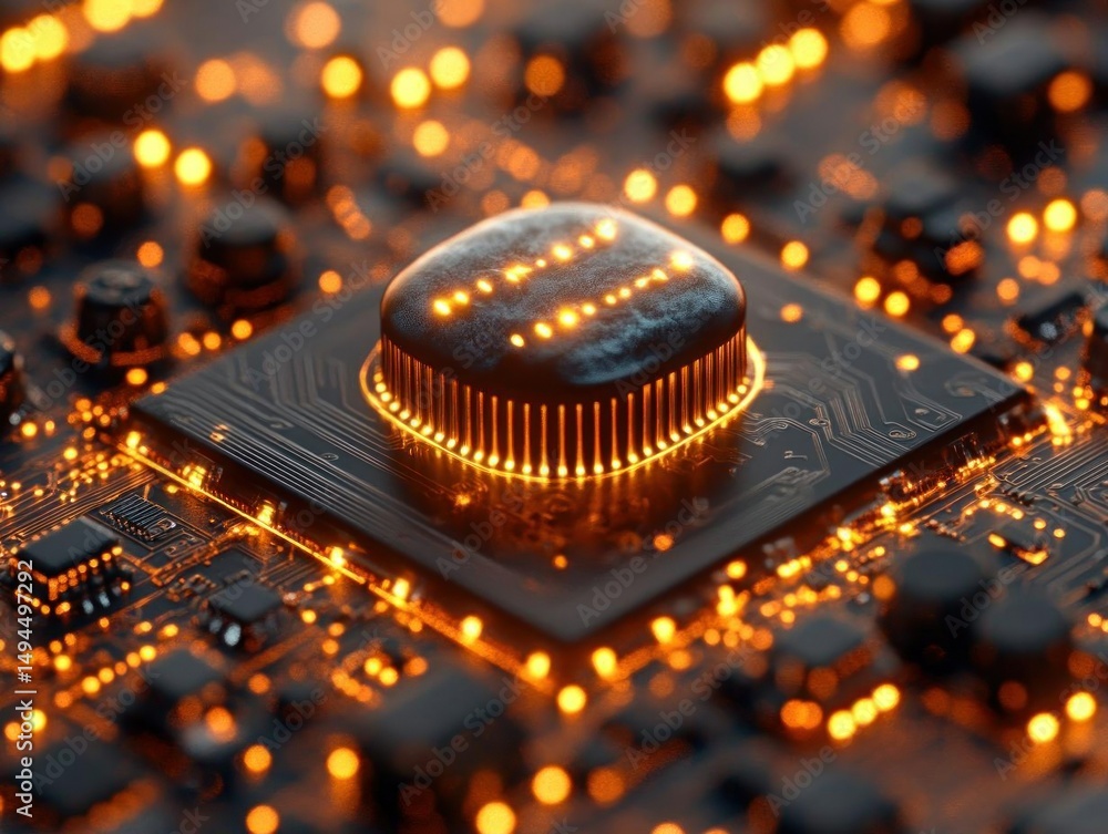 Poster hightech cpu microchip circuit board technology