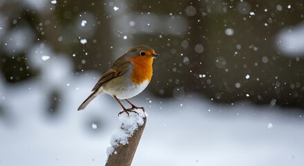 European Robin in Winter Wonderland