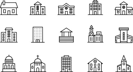 building icon set  containing house  office  bank  (3).eps