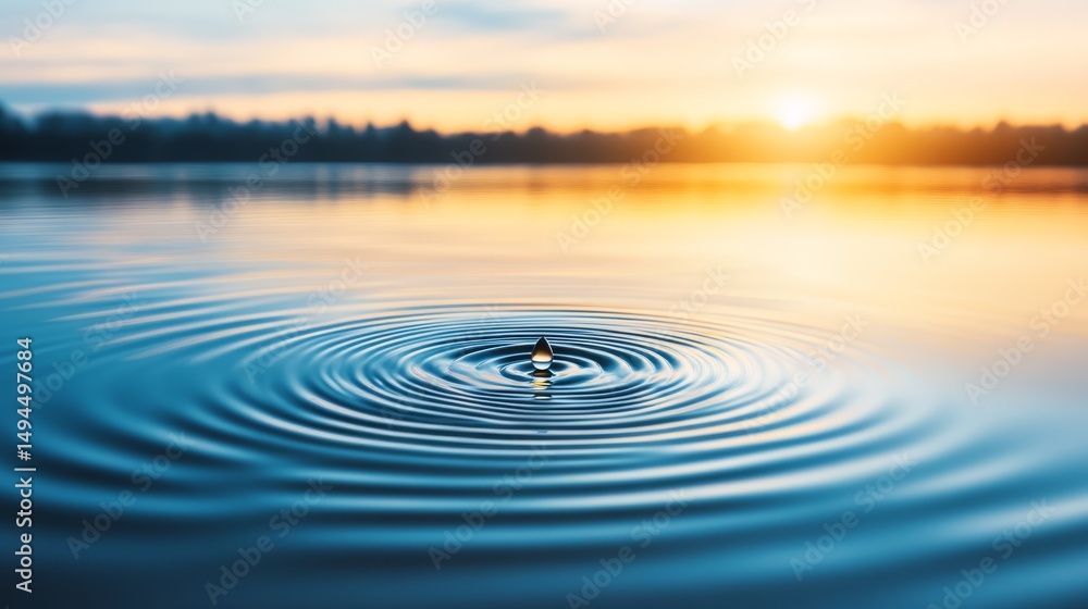 Poster mesmerizing ripple effect on calm water surface background texture tranquil