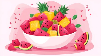 Fresh Fruit Salad Bowl Summer.