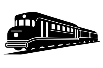 Detailed Black and White Vector Illustration of a Vintage Steam Locomotive Train in Minimalist Retro Design, Perfect for Classic Transportation and Historical Themes