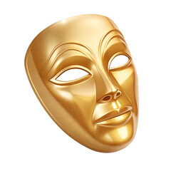 Golden blank mask isolated on white background