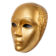 Golden blank mask isolated on white background
