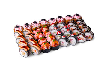 Sushi roll set isolated on white background