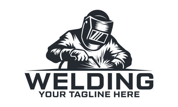 Welding company logo design, welder logo, simple and clean design vector icon template