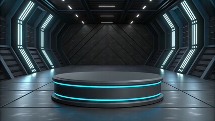 Obraz premium Sci-Fi Background Glowing Shadows Podium