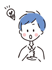 男性　上半身　閃く