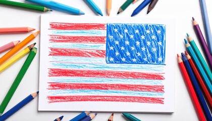 Child's drawing of the American flag
