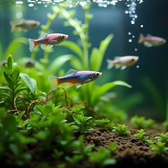 aquarium fish with grass image