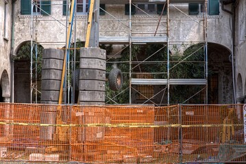 Construction site in Varese, Italy. LAVORI IN CORSO   WORKS IN PROGRESS