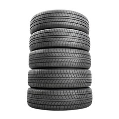 Empty stacked tires isolated on white background