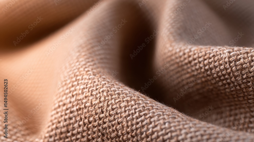 Poster close-up of textured fabric showcasing intricate weave patterns and soft, warm tones