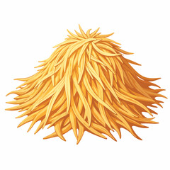 Golden straw mulch mound on white background, organic simplicity