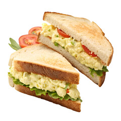 Egg salad sandwich isolated on white background