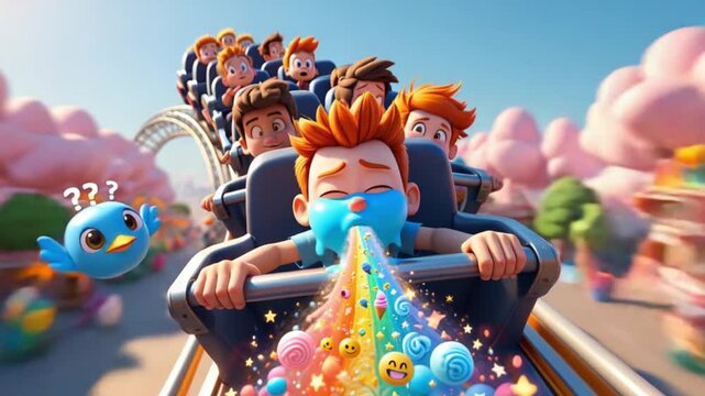 Roller Coaster Ride Gone Wrong: A Whimsical Vomit Comet