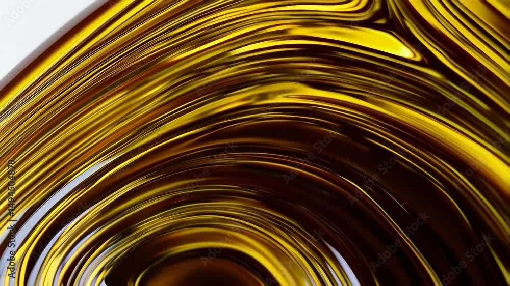 Poster abstract close-up of fluid wavy gold paint surface with dynamic movement, creating shimmering liquid